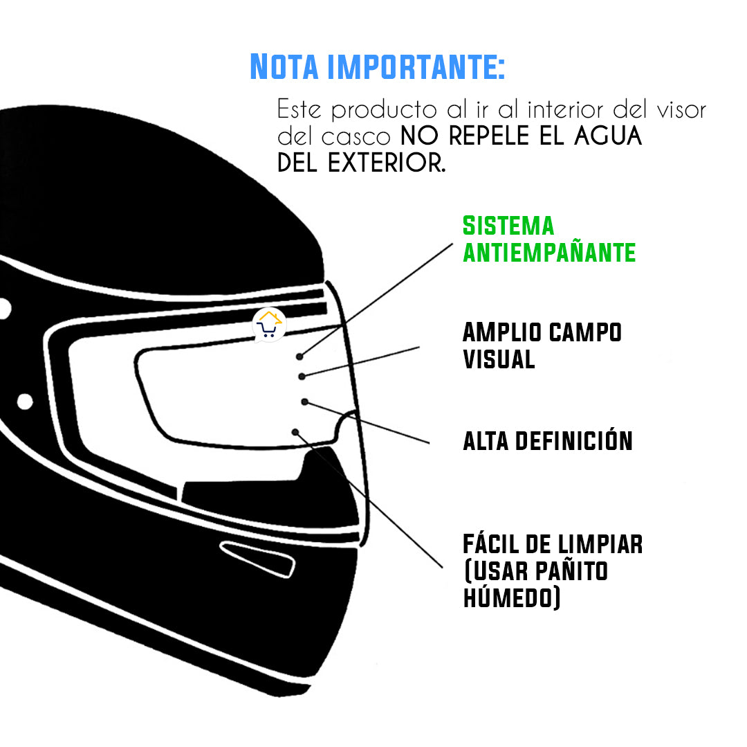 Película Antiempañante Adhesivo Antivaho Visor Casco Moto 2A0519